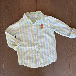 Janie and Jack x Gray Malin Girls’ Pastel Stripe Linen Beach Shirt • Size 6 (S)